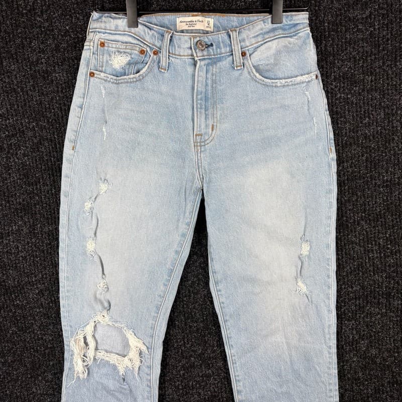 Abercrombie & Fitch Womens The Boyfriend Mid Rise Distressed Jeans Size 27/4 - Thumbnail 3