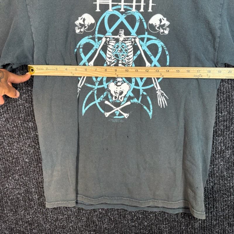 Vintage 2006 HIM Heartagram Skeleton Graphic Band T-Shirt - Thumbnail 11