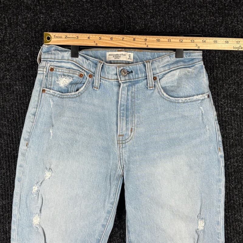 Abercrombie & Fitch Womens The Boyfriend Mid Rise Distressed Jeans Size 27/4 - Thumbnail 5