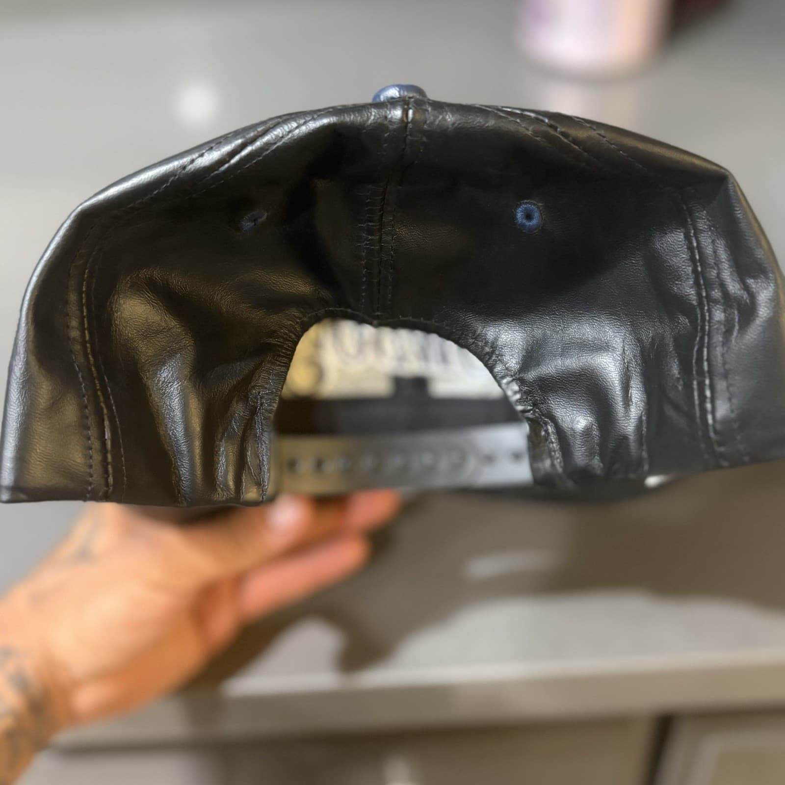 VINTAGE Dallas Cowboys Hat Cap Men Snapback Black Genuine Leather NFL 90s USA - Thumbnail 6