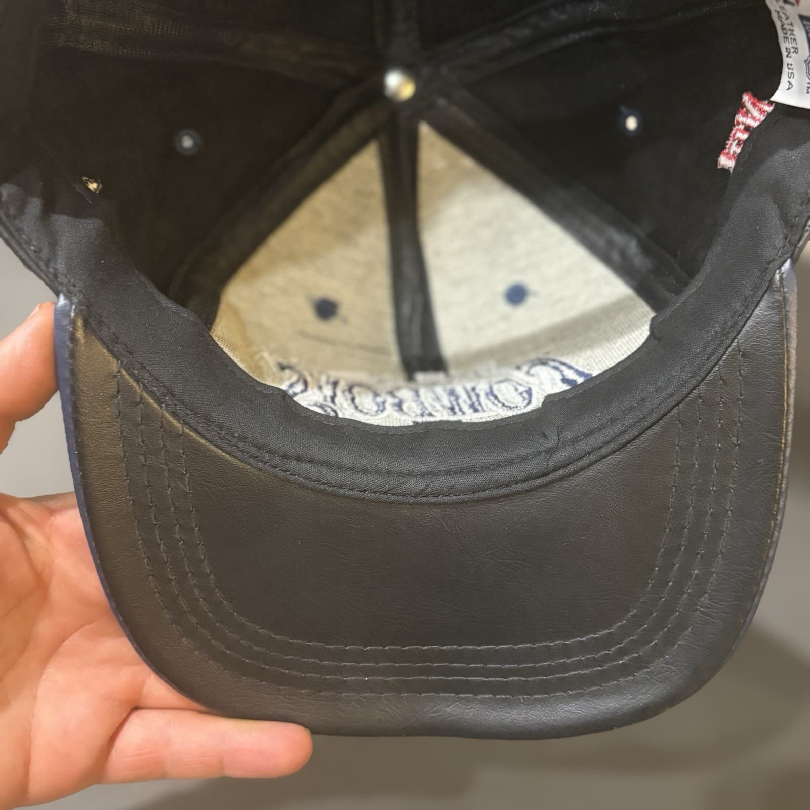 VINTAGE Dallas Cowboys Hat Cap Men Snapback Black Genuine Leather NFL 90s USA - Thumbnail 7
