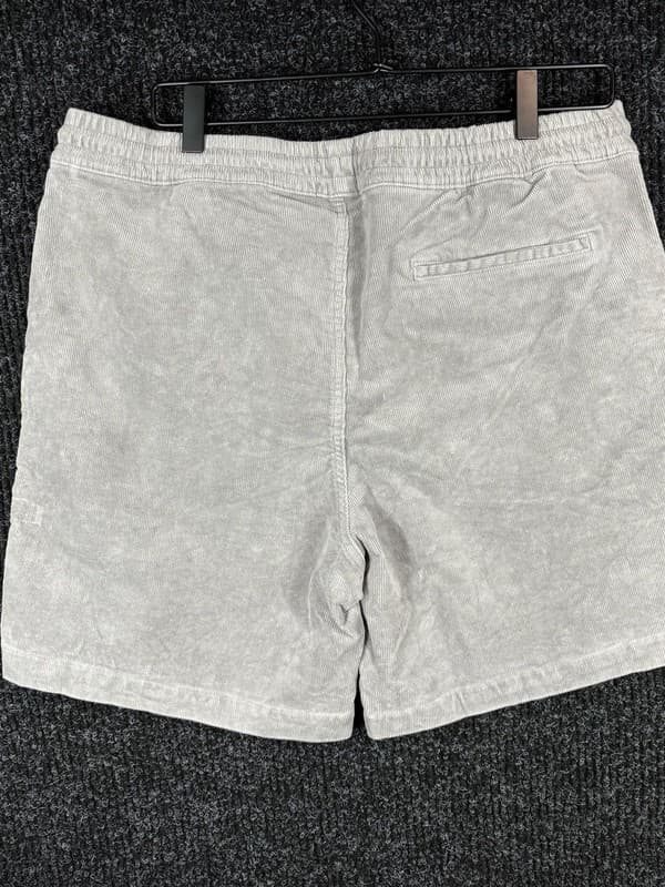 C&C California Men's Washed Grey Corduroy Drawstring Shorts - Thumbnail 3
