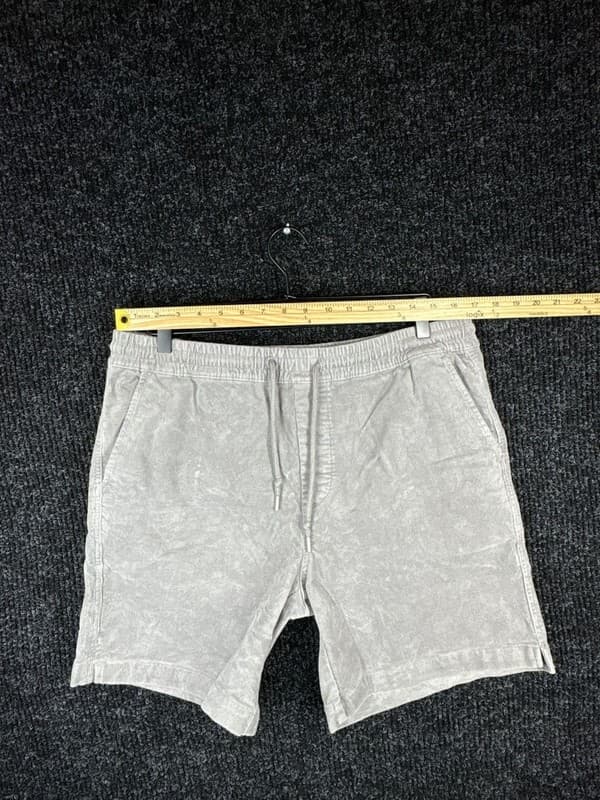 C&C California Men's Washed Grey Corduroy Drawstring Shorts - Thumbnail 9