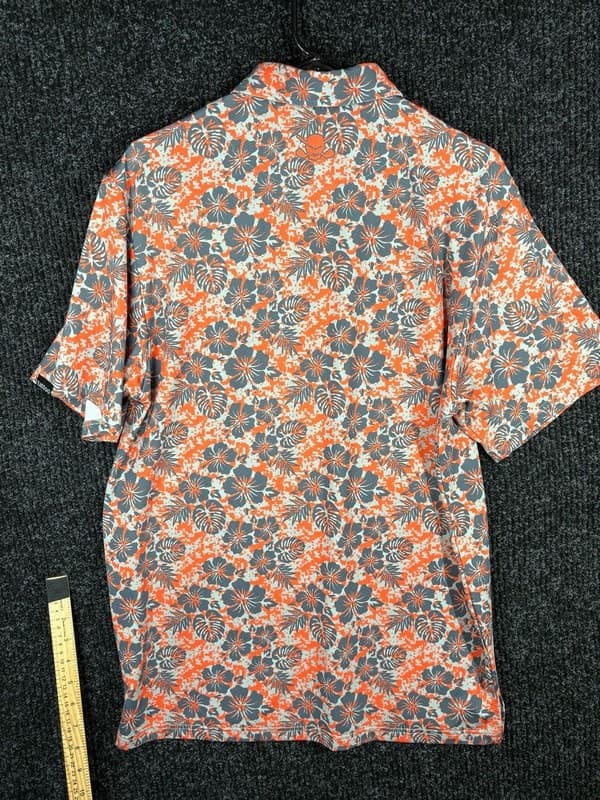 Tattoo Golf Aloha Collection Orange and Grey Floral Skull Polo Shirt - Thumbnail 11