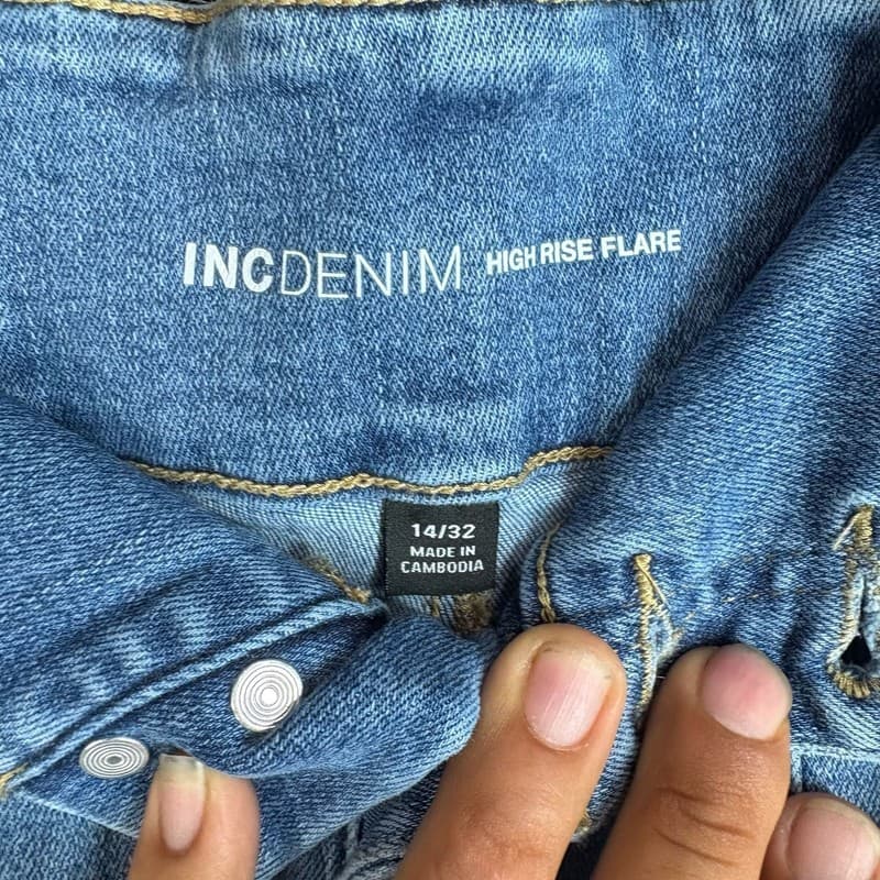 INC Denim High Rise Flare Jeans Light Wash - Thumbnail 5