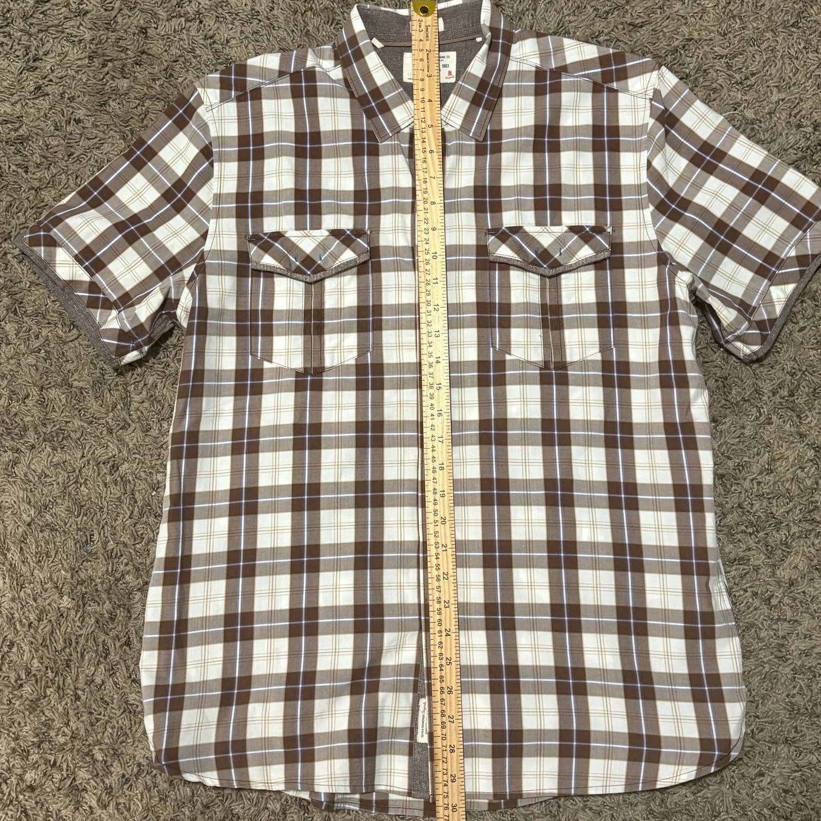 Seven Diamonds Originals Short Sleeve Plaid Button Down Shirt Men's Size Medium - Thumbnail 6