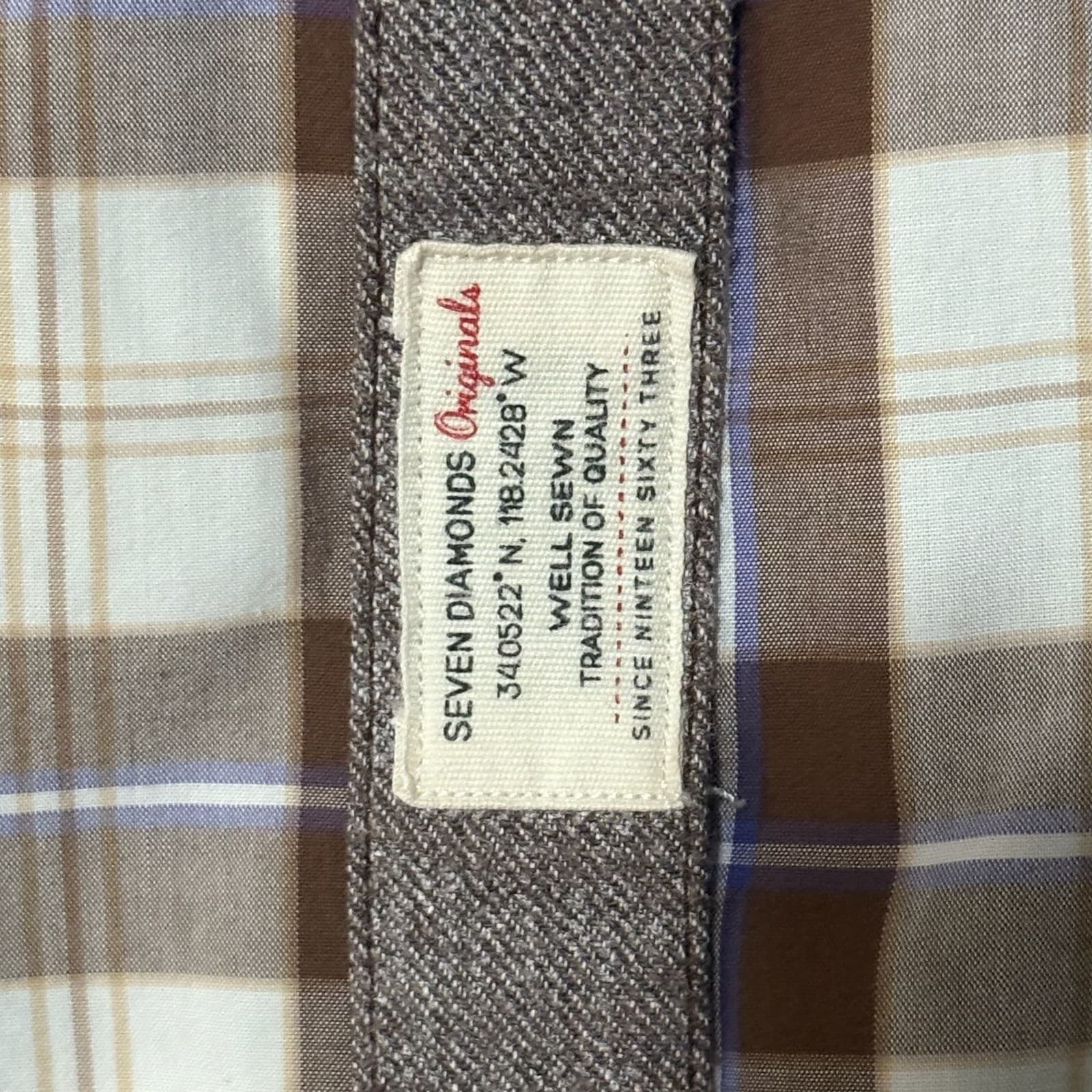 Seven Diamonds Originals Short Sleeve Plaid Button Down Shirt Men's Size Medium - Thumbnail 5