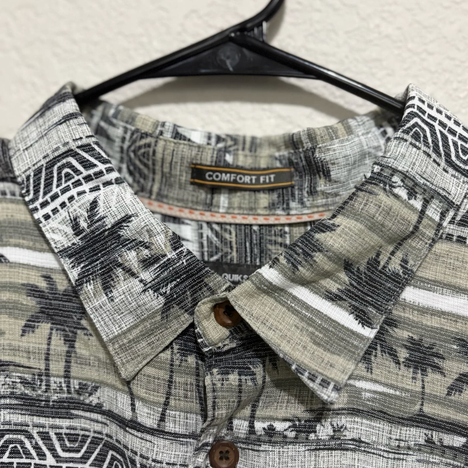 Quiksilver Waterman Collection Comfort Fit Palm Tree Print Shirt XL - Thumbnail 3
