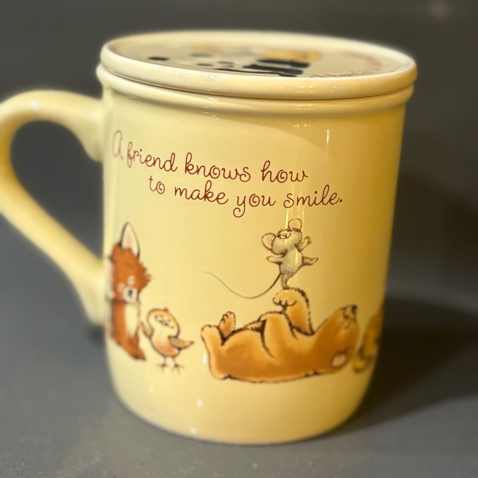 Vintage Hallmark Mug Mates Ceramic Mug with Lid Animal Illustration - Thumbnail 6
