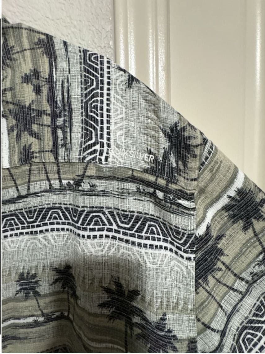 Quiksilver Waterman Collection Comfort Fit Palm Tree Print Shirt XL - Thumbnail 10