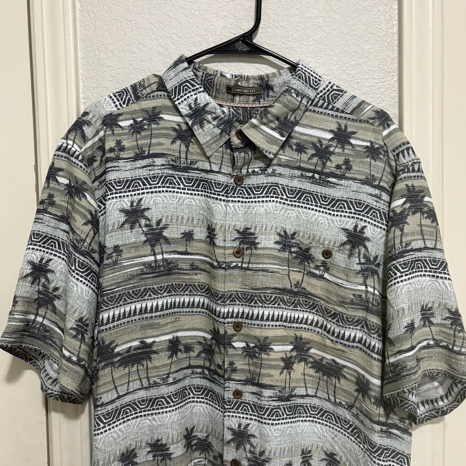 Quiksilver Waterman Collection Comfort Fit Palm Tree Print Shirt XL - Thumbnail 2