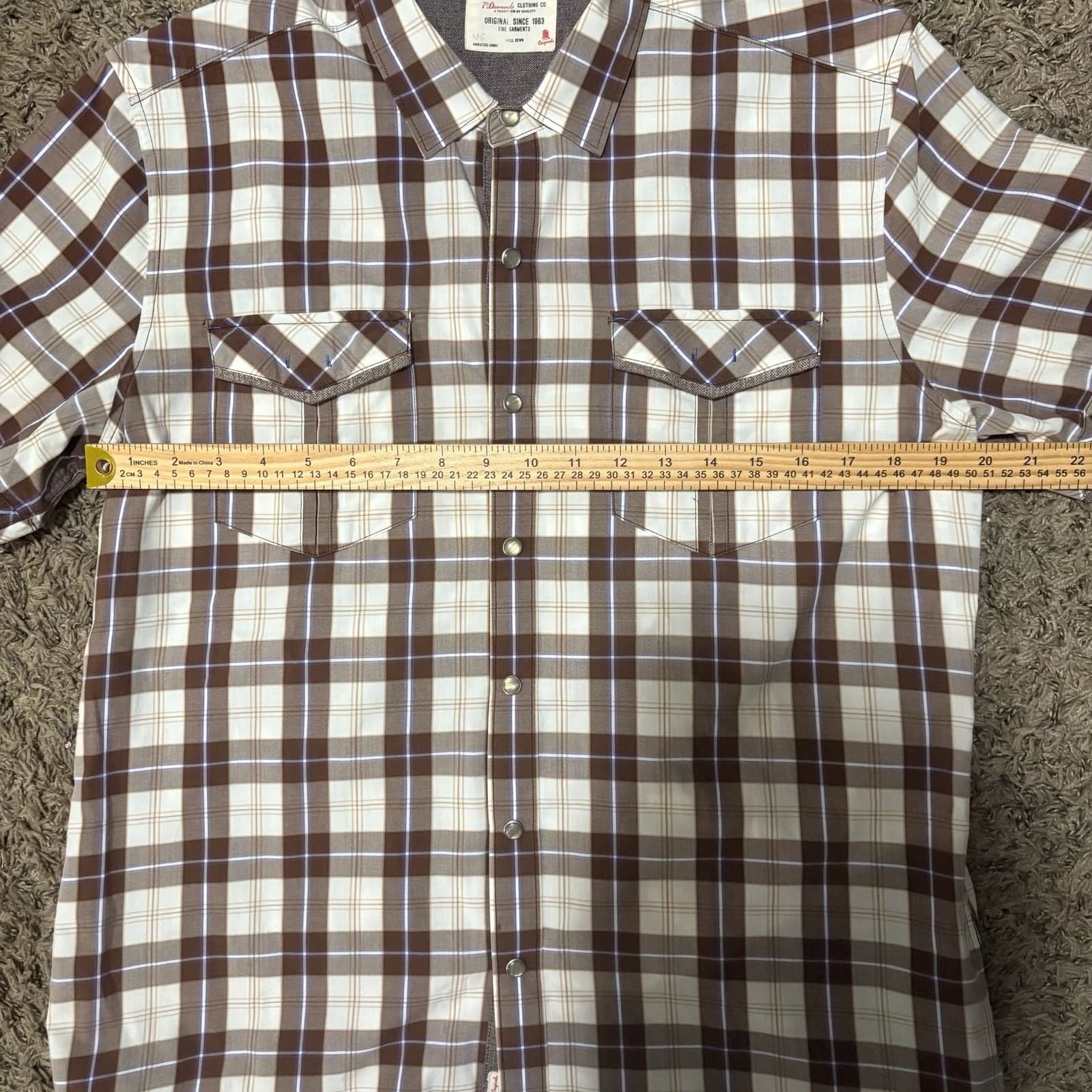 Seven Diamonds Originals Short Sleeve Plaid Button Down Shirt Men's Size Medium - Thumbnail 8