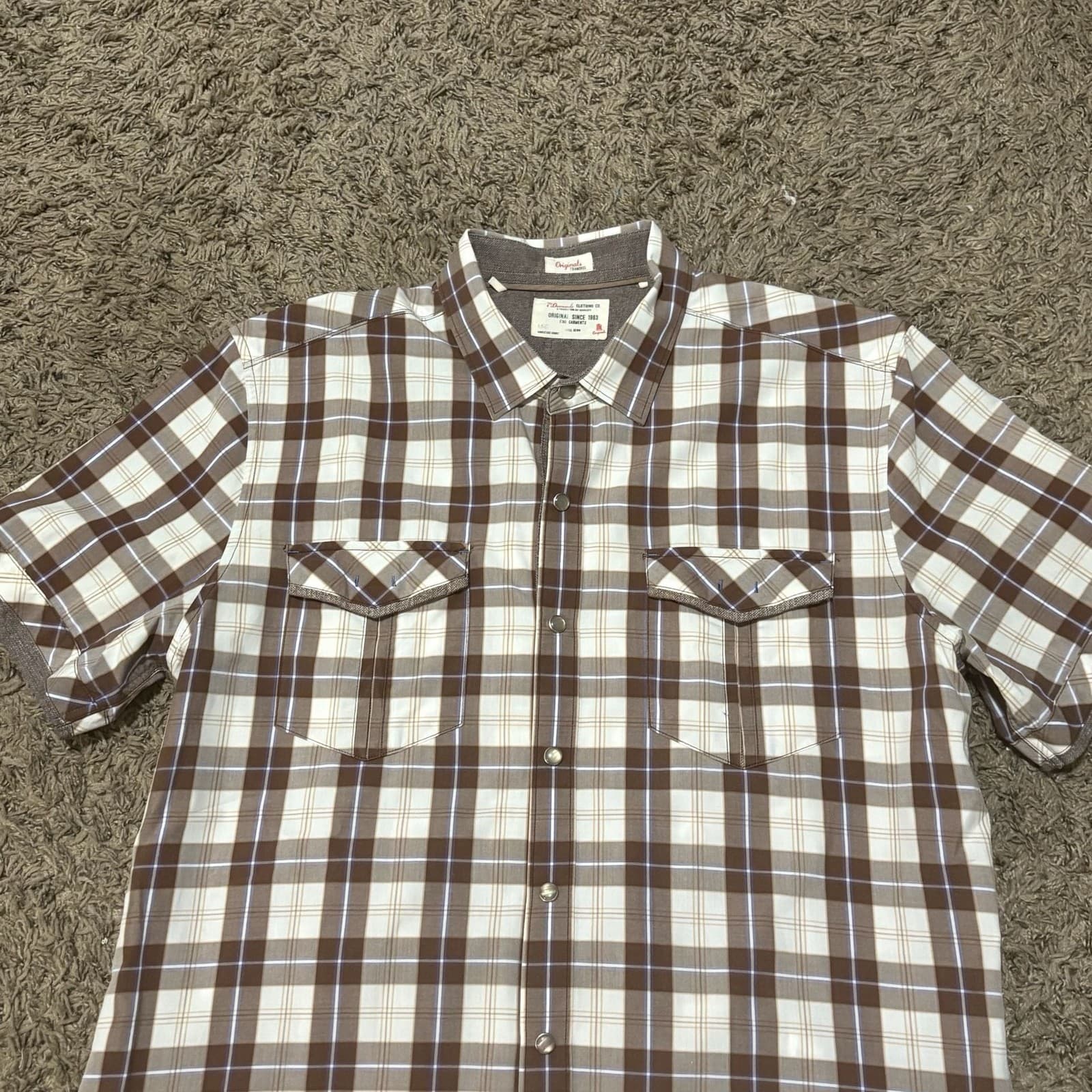 Seven Diamonds Originals Short Sleeve Plaid Button Down Shirt Men's Size Medium - Thumbnail 4