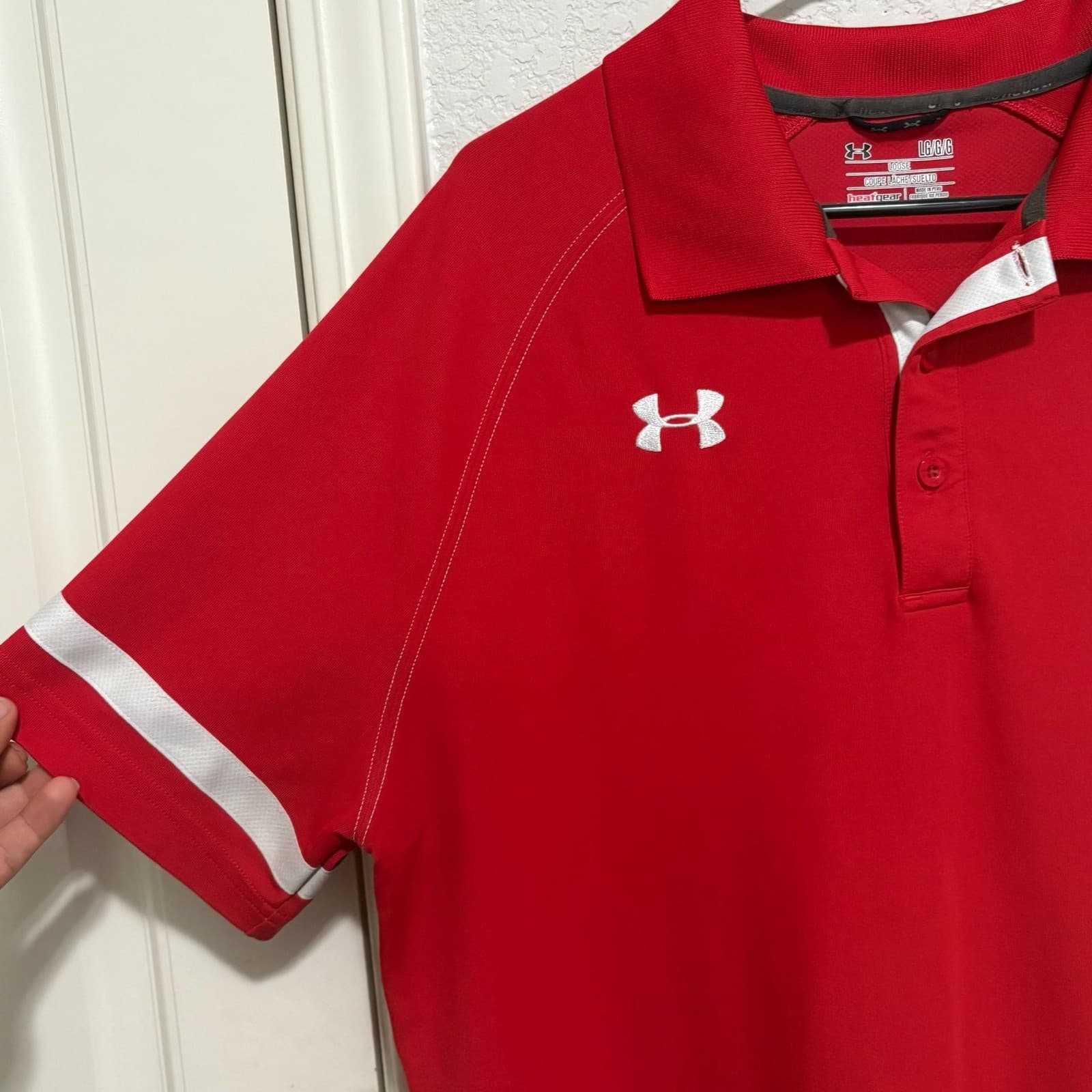 Under Armour Performance Polo Shirt Red Men's Size Large - Thumbnail 2