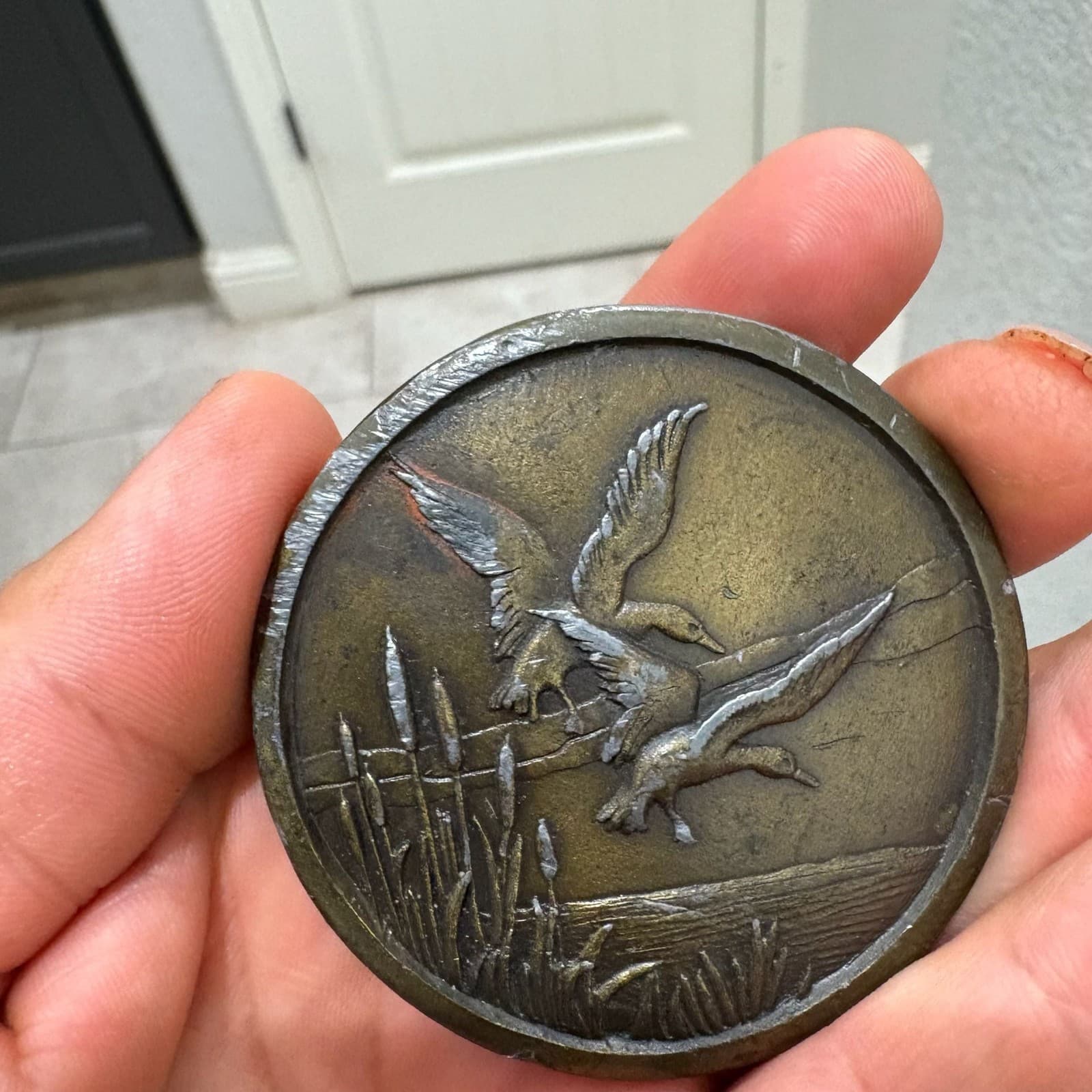 Vintage Brass Flying Ducks Wildlife Belt Buckle - Thumbnail 3