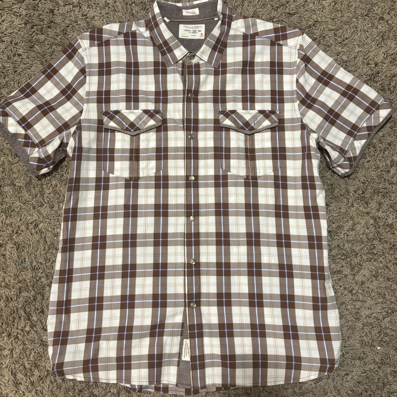 Seven Diamonds Originals Short Sleeve Plaid Button Down Shirt Men's Size Medium - Thumbnail 2