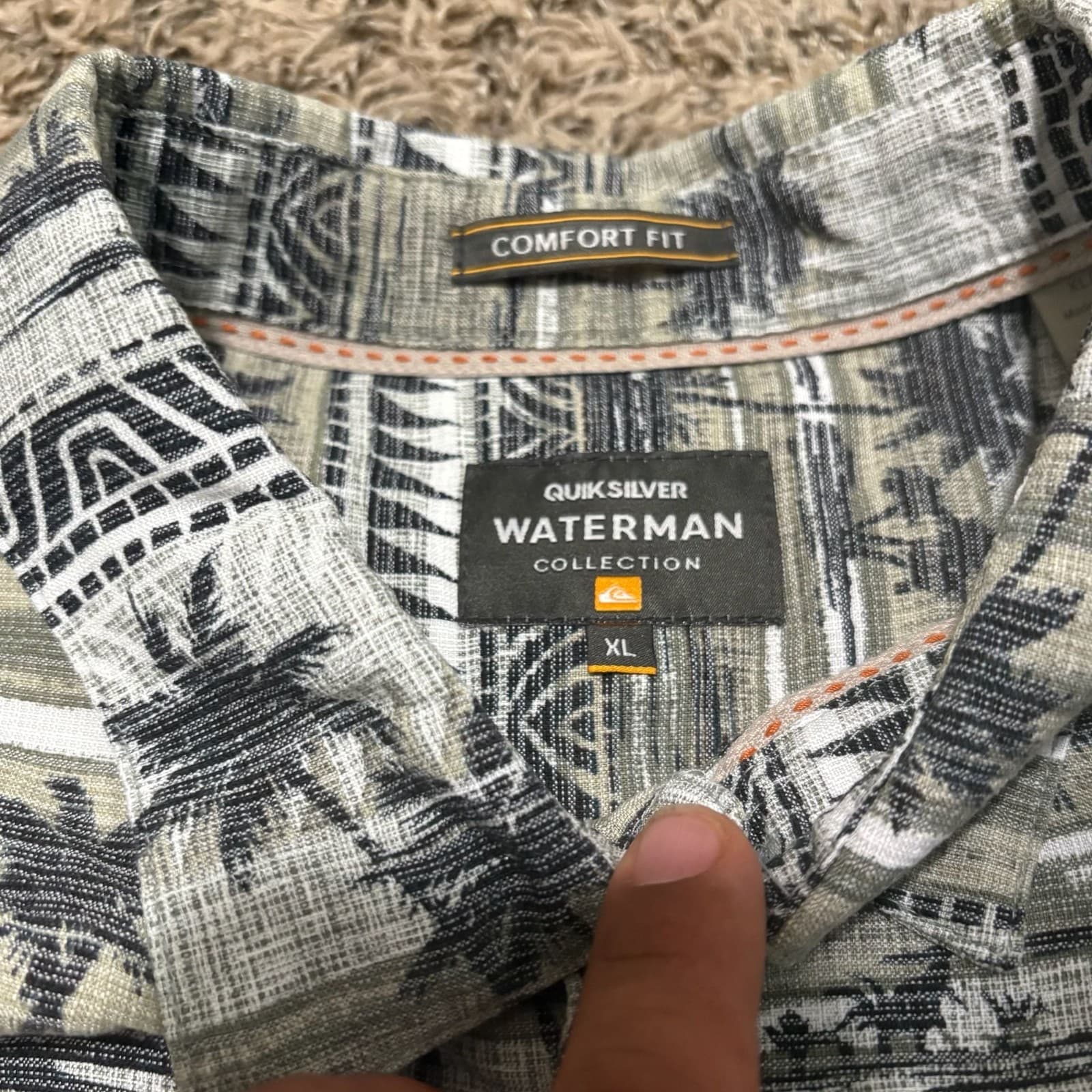 Quiksilver Waterman Collection Comfort Fit Palm Tree Print Shirt XL - Thumbnail 4