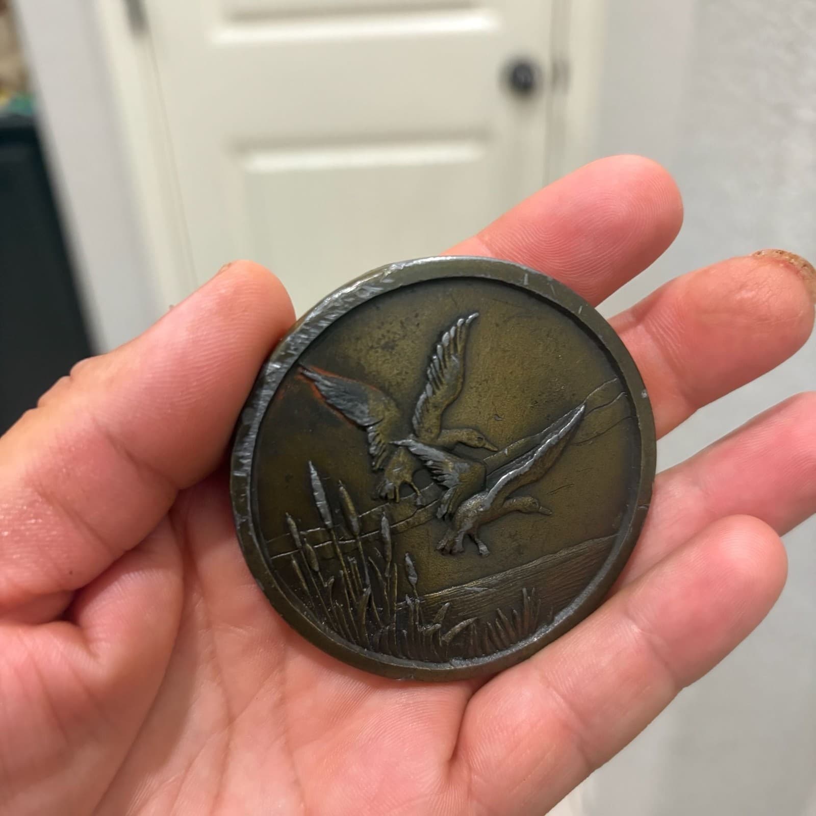 Vintage Brass Flying Ducks Wildlife Belt Buckle - Thumbnail 4