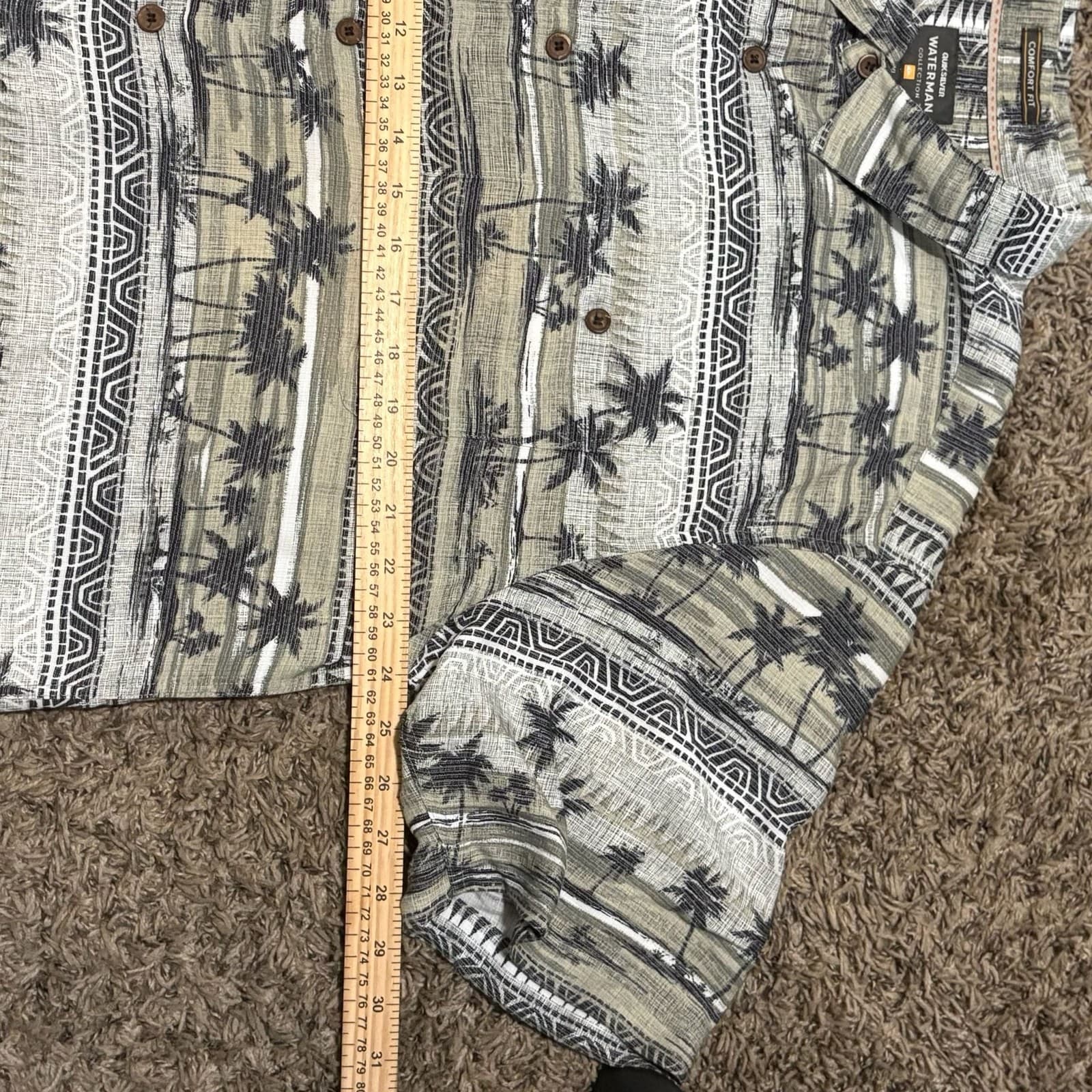 Quiksilver Waterman Collection Comfort Fit Palm Tree Print Shirt XL - Thumbnail 8