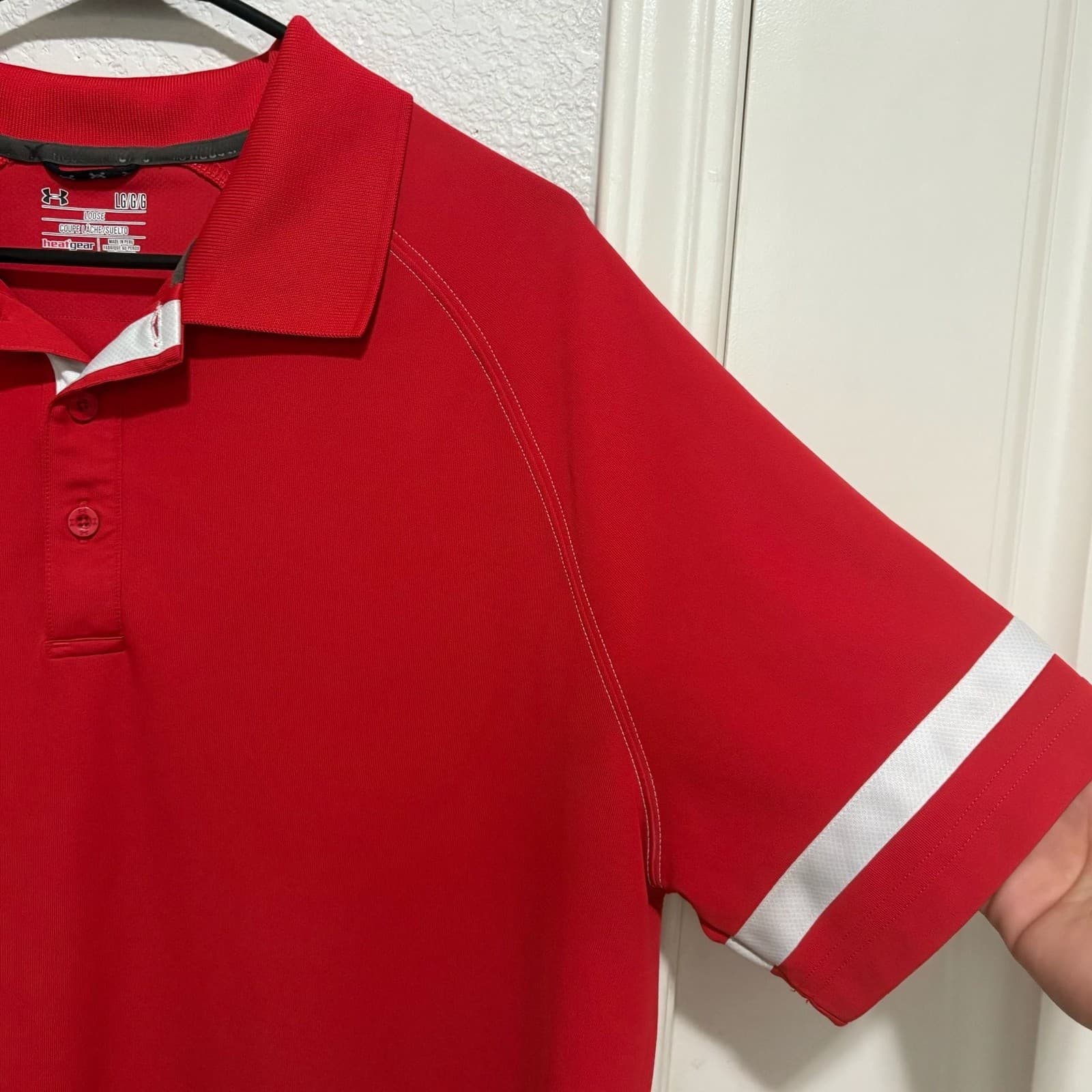 Under Armour Performance Polo Shirt Red Men's Size Large - Thumbnail 3