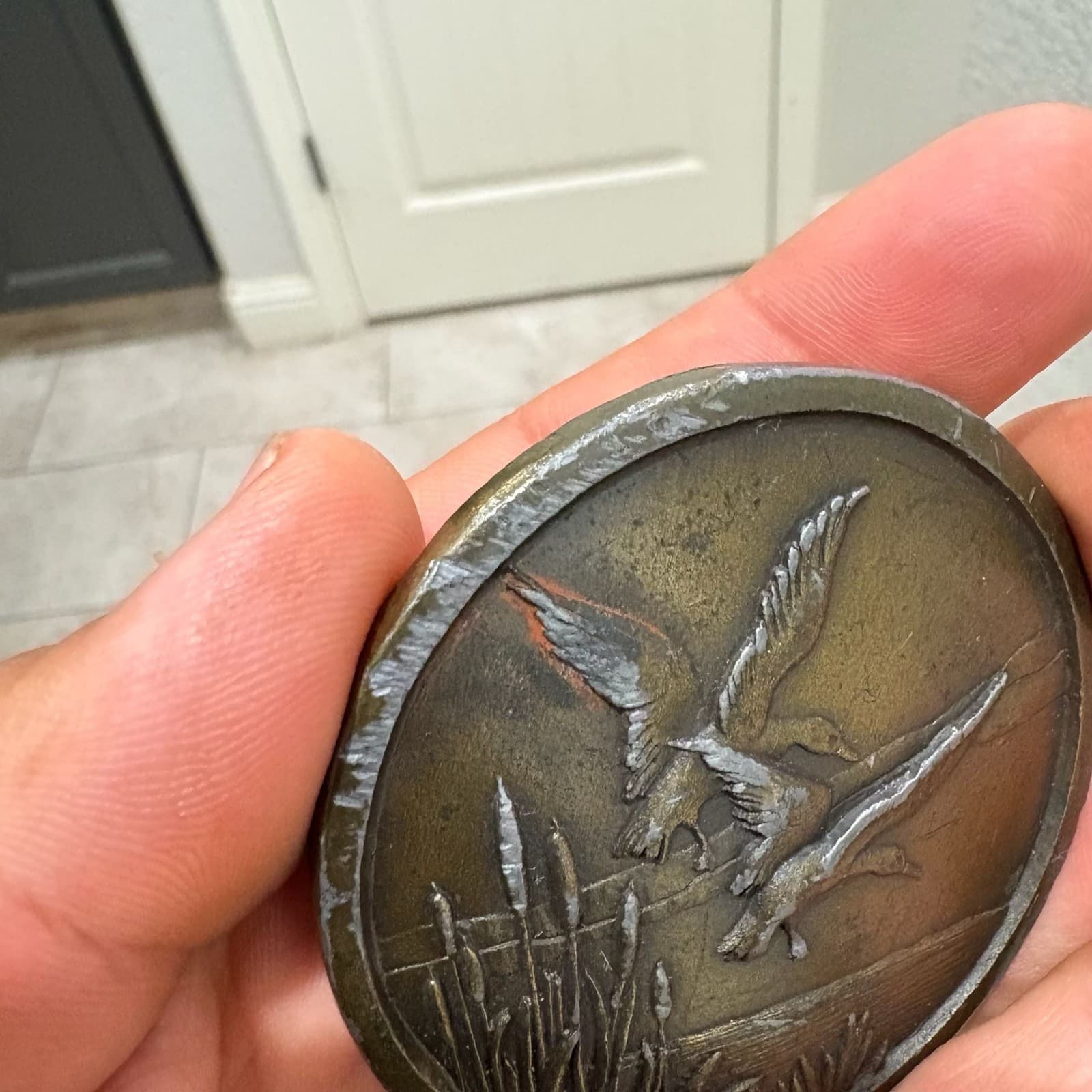 Vintage Brass Flying Ducks Wildlife Belt Buckle - Thumbnail 2