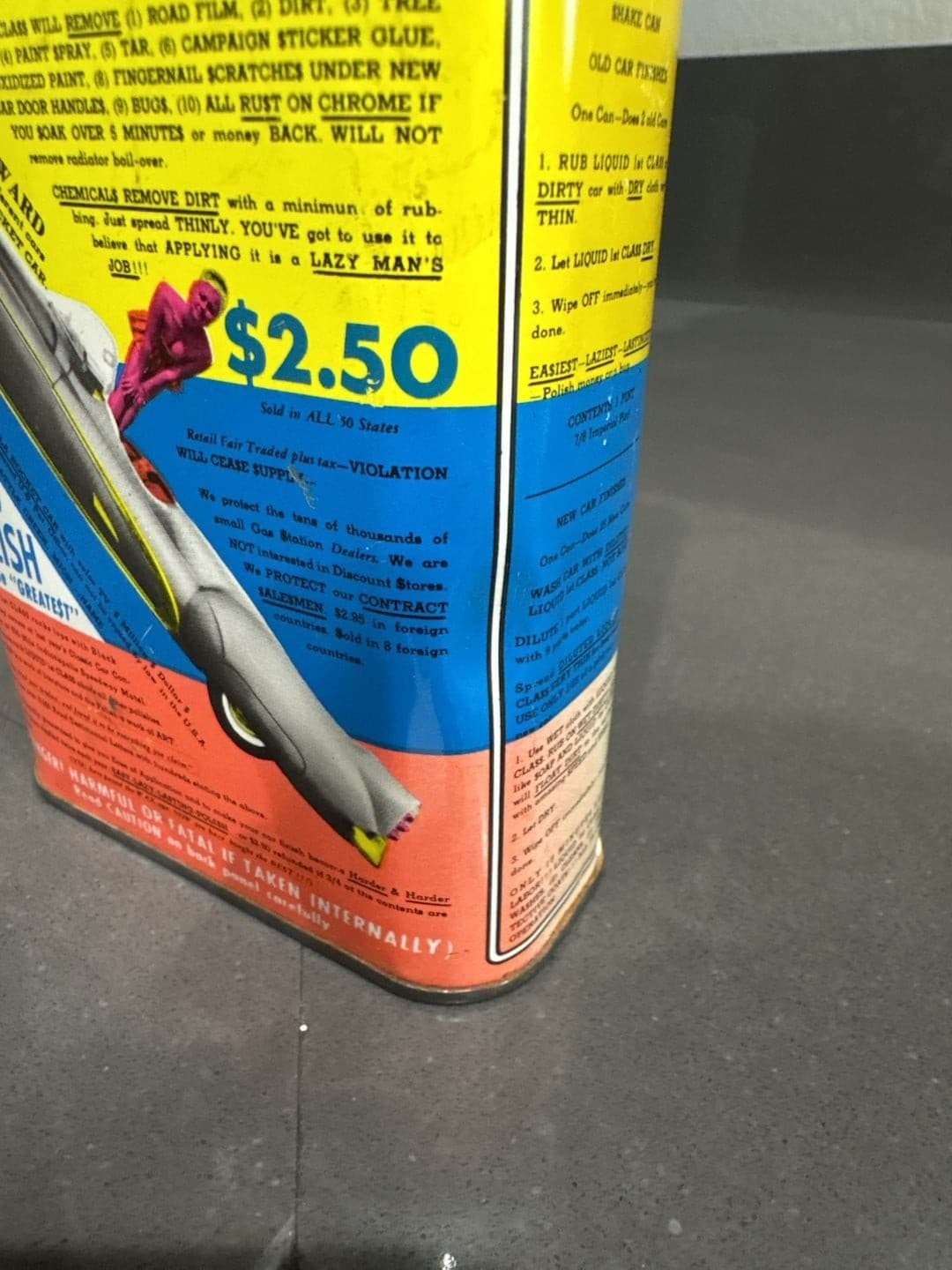 Vintage Liquid 1st Class Auto Polish Metal Can - Thumbnail 2