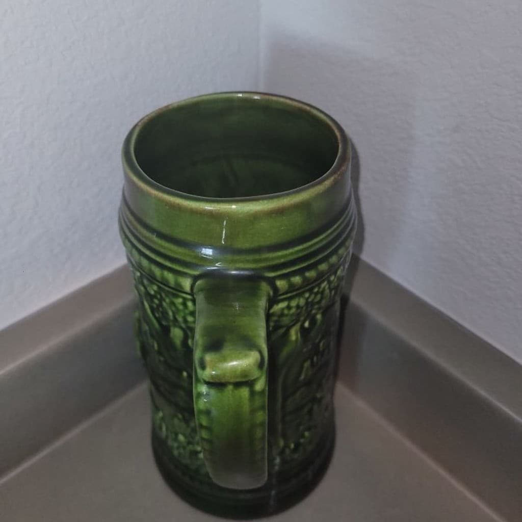 Vintage West German Green Ceramic Beer Stein TM 67 - Thumbnail 3
