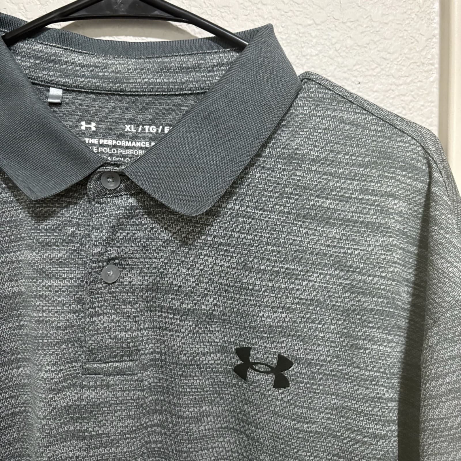 Under Armour UA Performance Golf Polo Textured Gray Shirt Top Mens Large NWT - Thumbnail 5
