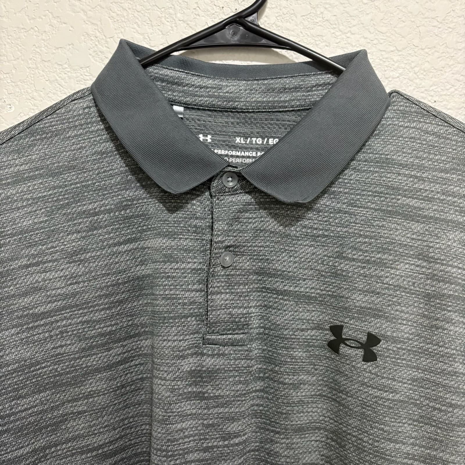 Under Armour UA Performance Golf Polo Textured Gray Shirt Top Mens Large NWT - Thumbnail 4
