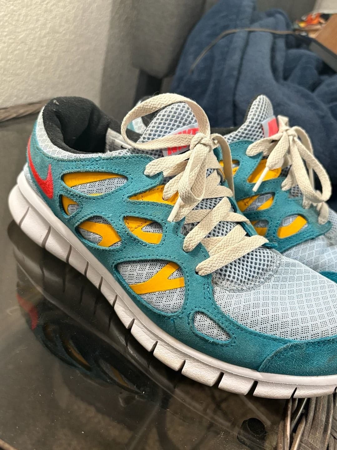 Nike Free Run 2 Cyber Teal Bright Crimson Sneakers - Thumbnail 5