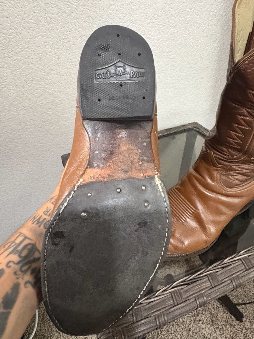 Vintage Tony Lama Two-Tone Brown Leather Western Cowboy Boots - Thumbnail 8