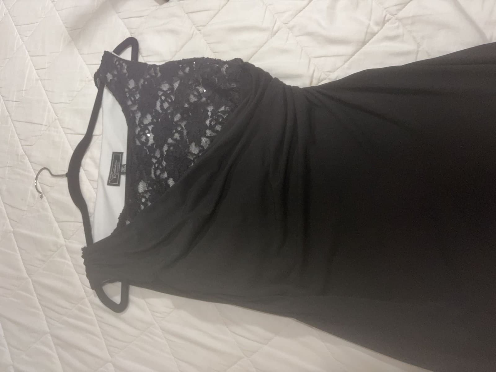 Collection by Dressbarn Black Lace Sequin Ruched Petite Dress Size 6 - Thumbnail 4