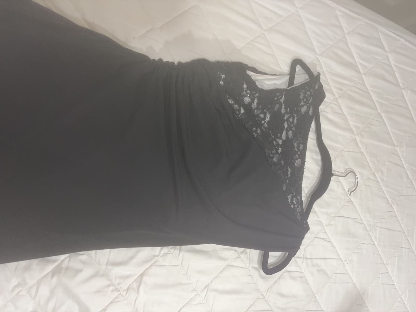 Collection by Dressbarn Black Lace Sequin Ruched Petite Dress Size 6 - Thumbnail 7
