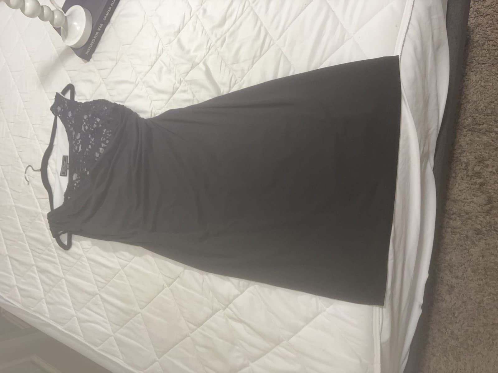 Collection by Dressbarn Black Lace Sequin Ruched Petite Dress Size 6 - Thumbnail 5