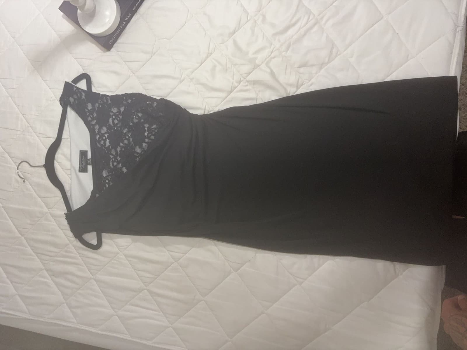 Collection by Dressbarn Black Lace Sequin Ruched Petite Dress Size 6 - Thumbnail 2