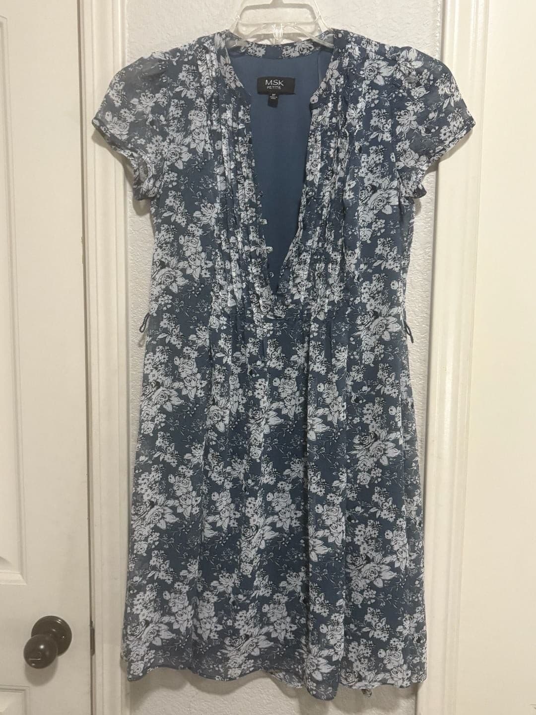 MSK Petite Floral Print Chiffon Dress Size 8P