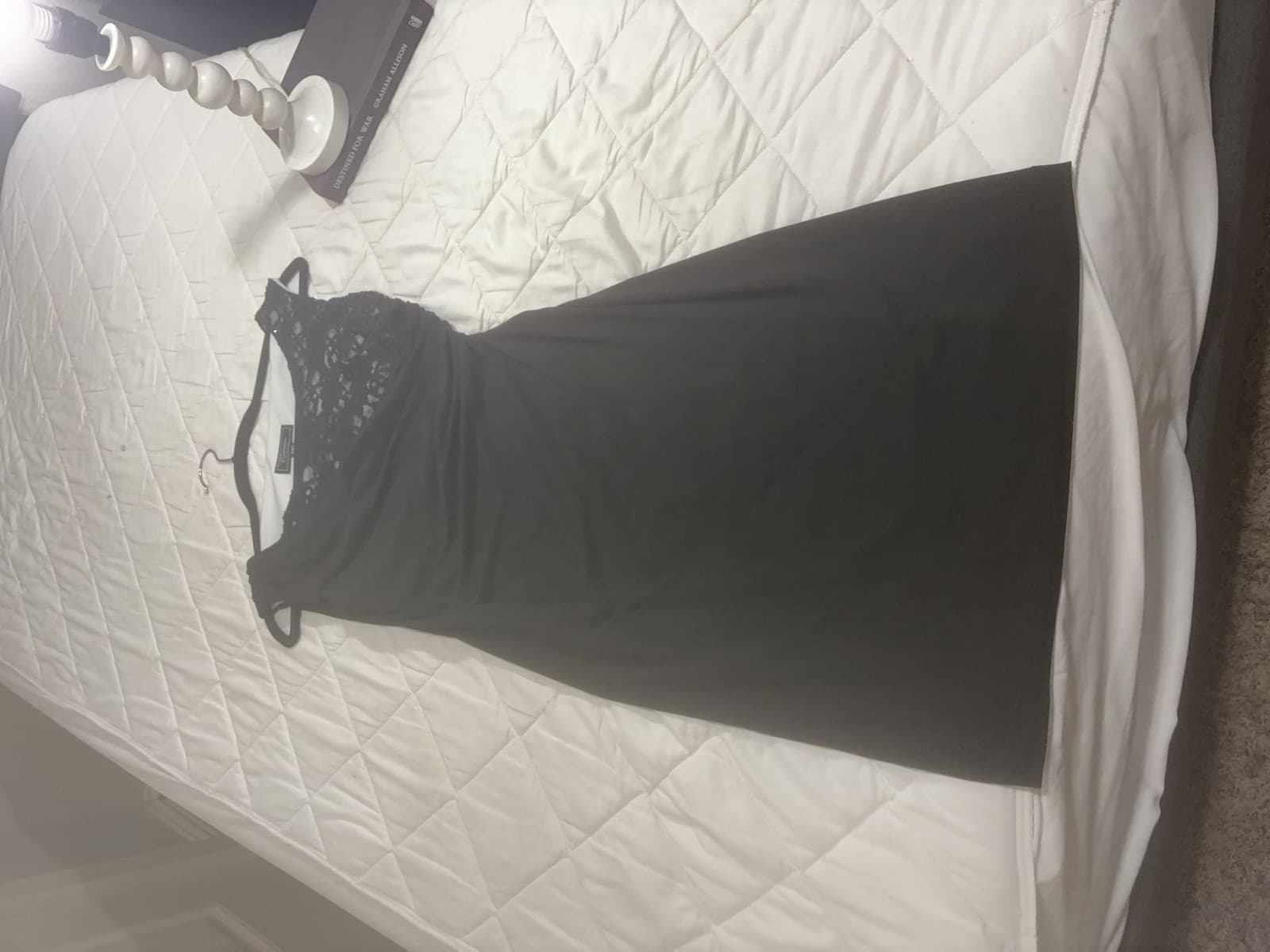 Collection by Dressbarn Black Lace Sequin Ruched Petite Dress Size 6 - Thumbnail 6
