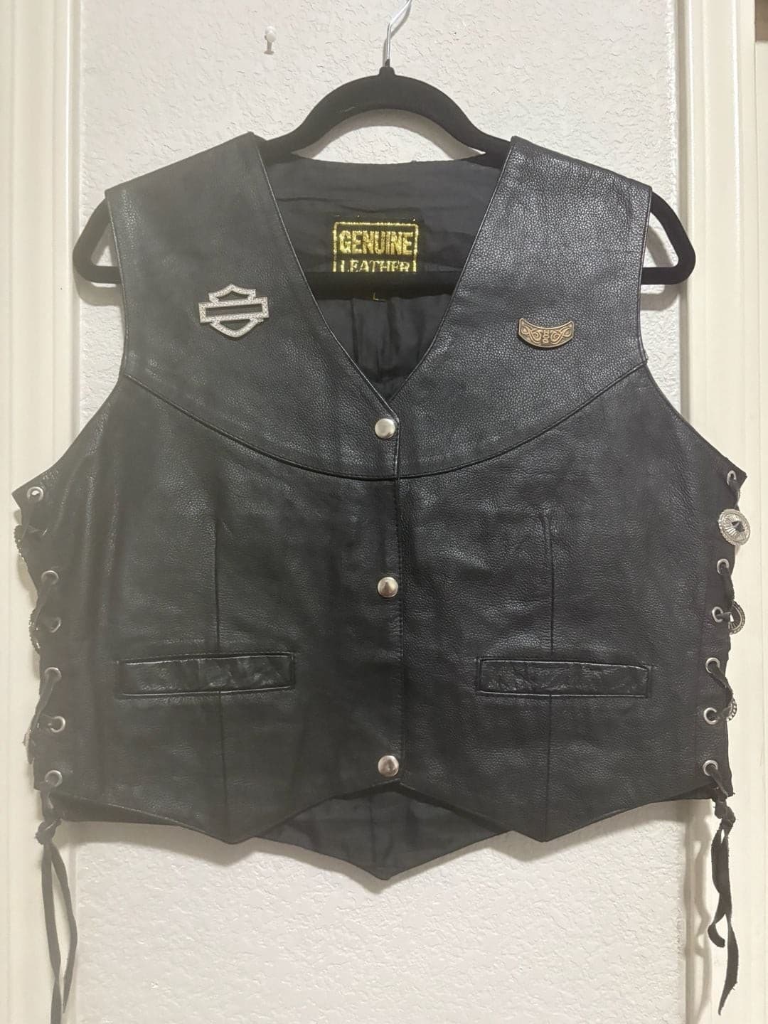 Genuine Leather Harley Owners Group Ladies of Harley Vest Size L - Thumbnail 10