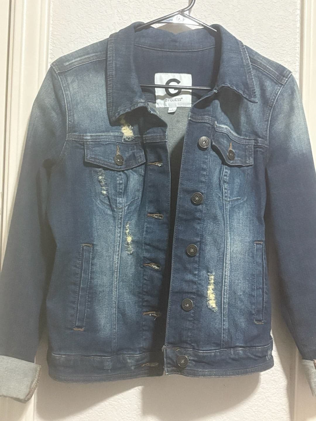 G by Guess Distressed Denim Jacket Size L - Thumbnail 3
