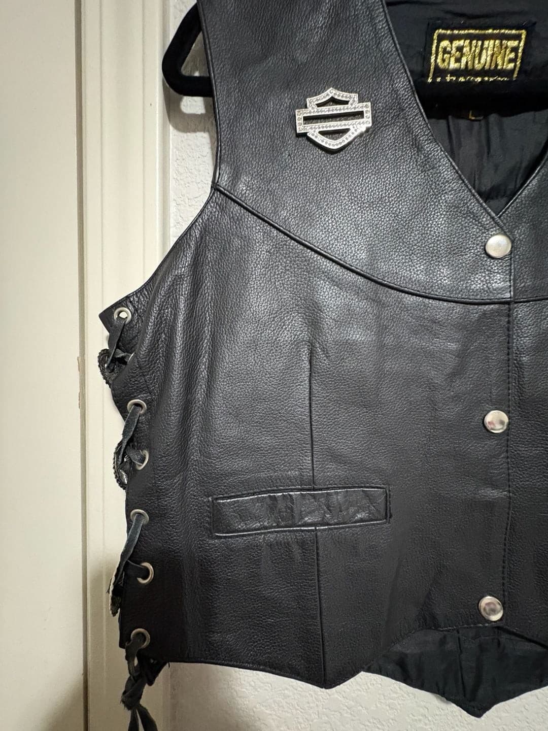 Genuine Leather Harley Owners Group Ladies of Harley Vest Size L - Thumbnail 2
