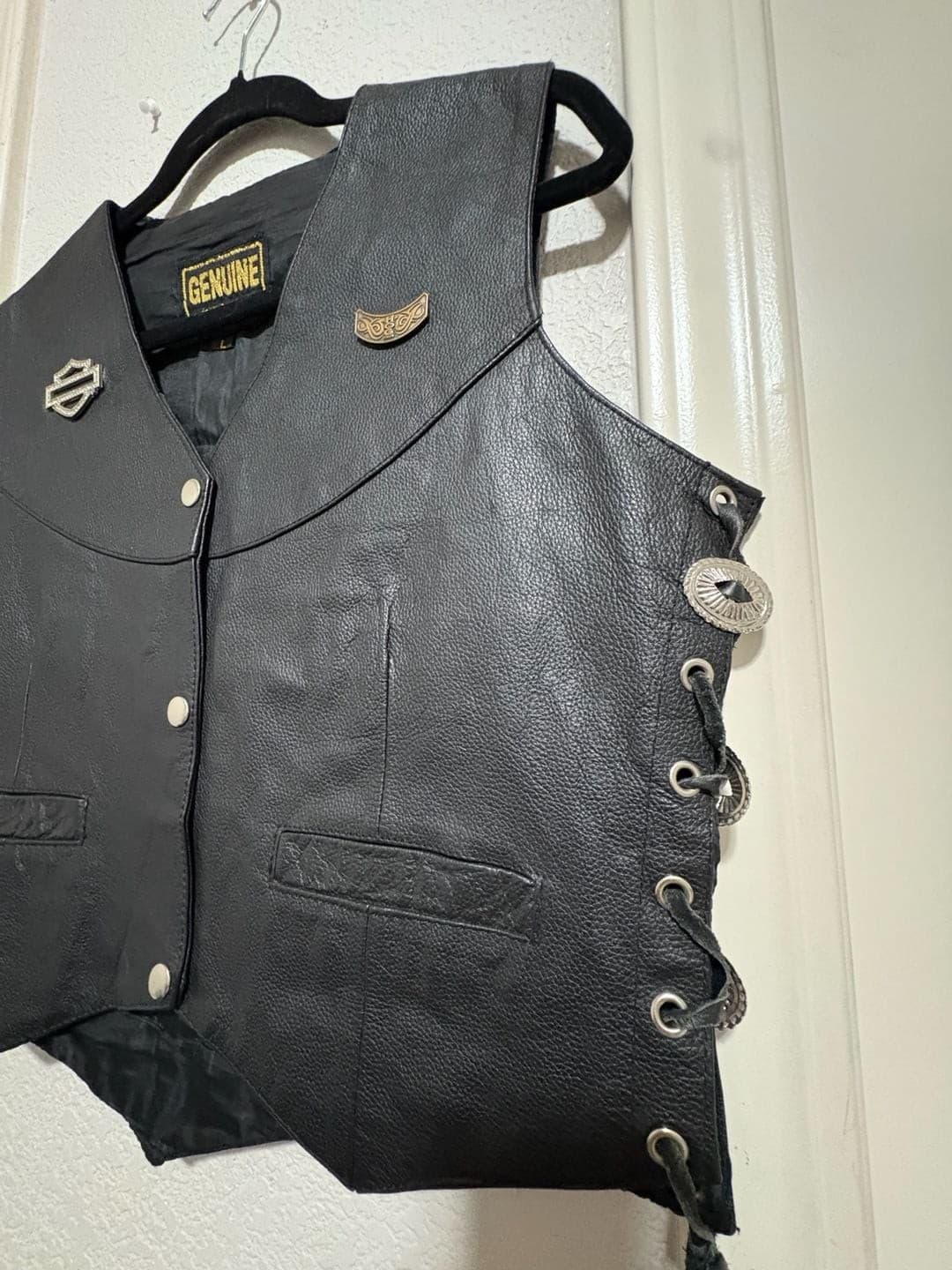 Genuine Leather Harley Owners Group Ladies of Harley Vest Size L - Thumbnail 9