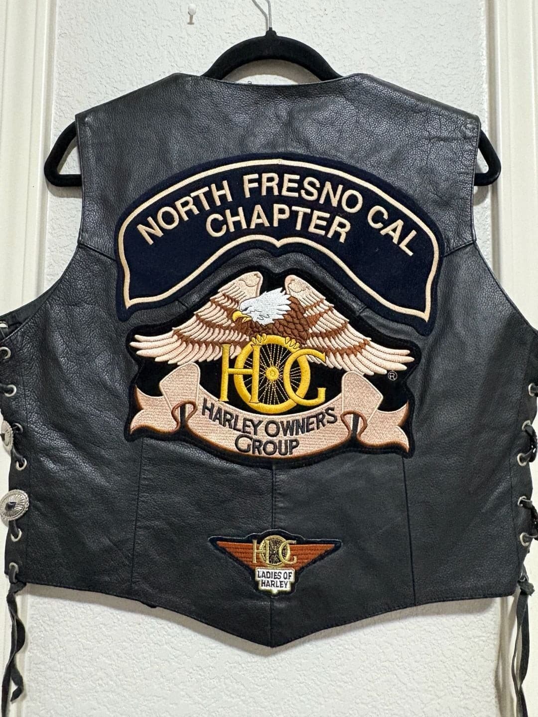 Genuine Leather Harley Owners Group Ladies of Harley Vest Size L - Thumbnail 4