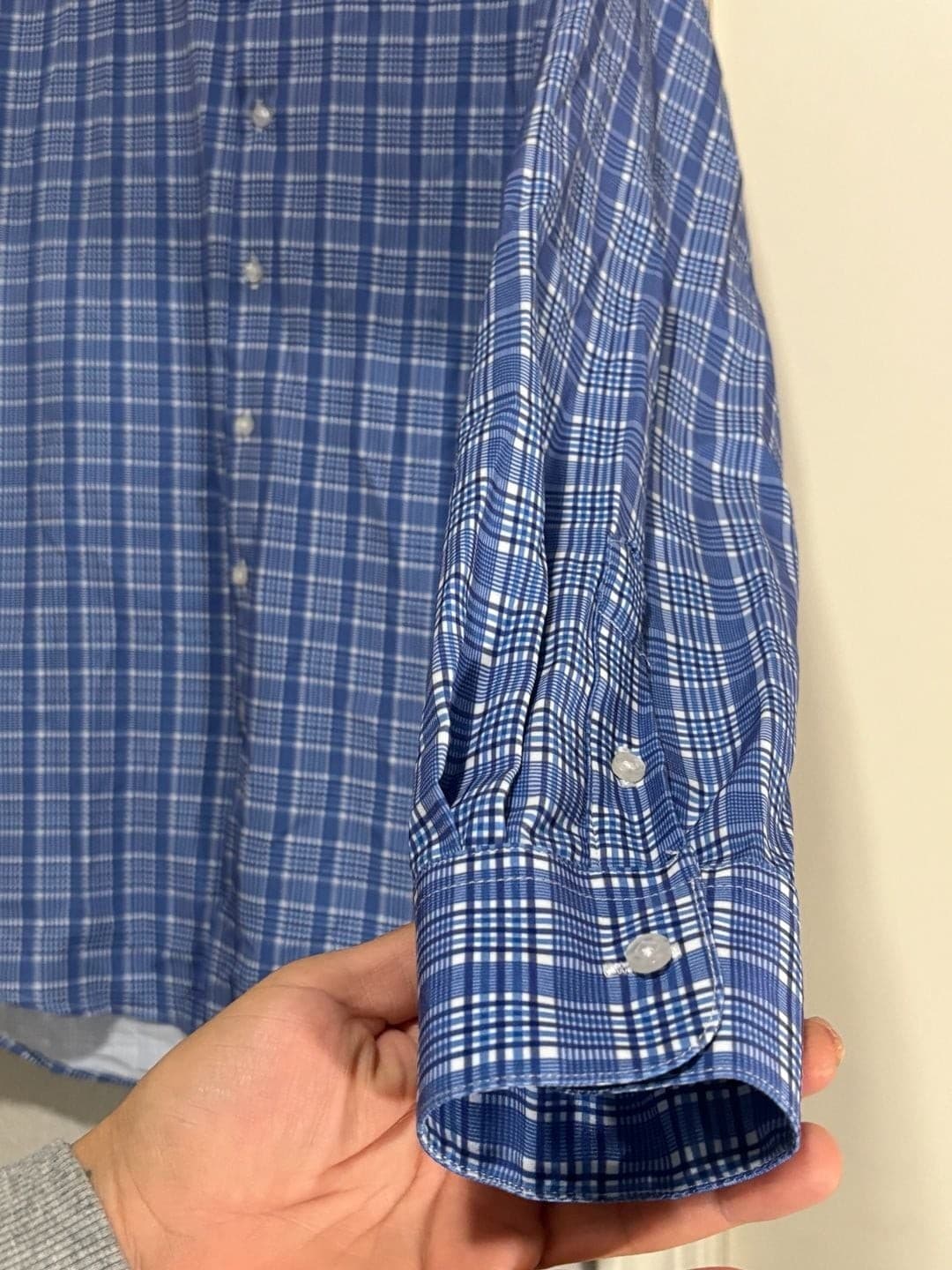 Nautica Men's Long Sleeve Button Down Shirt Blue Plaid Slim Fit 16-16.5 32/33 - Thumbnail 5