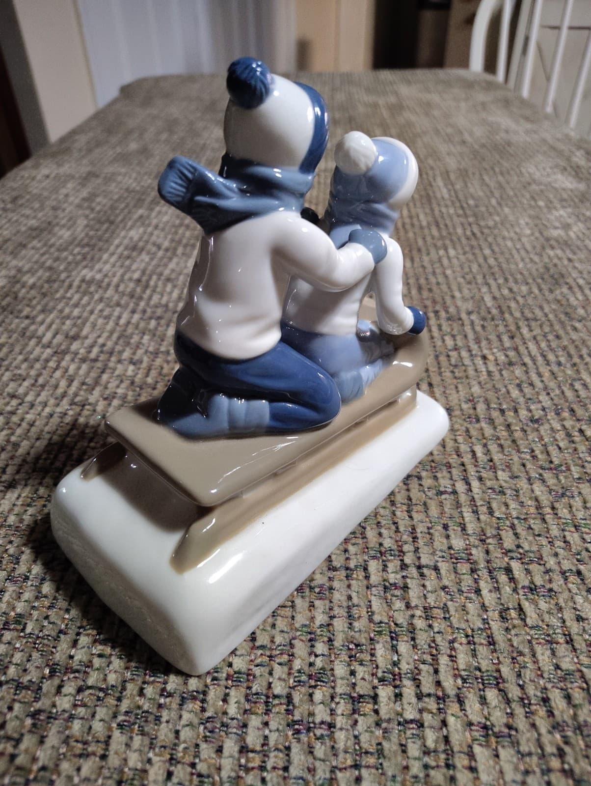 Vintage Paul Sebastian CUERNAVACA Porcelain Kids on a Sled 6.5" - Thumbnail 4