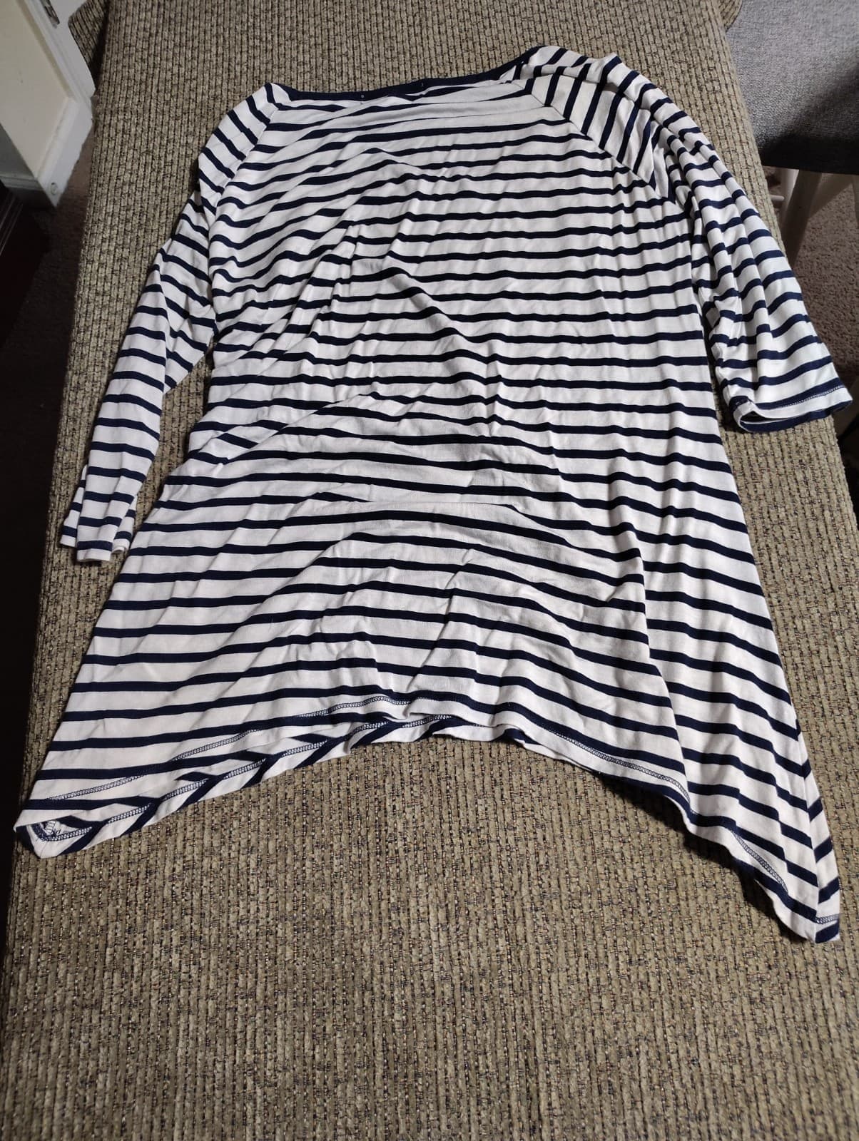 Closet Full Womens 3/4 Sleeve Blue/white Striped V Neck Tunic Size S - Thumbnail 6