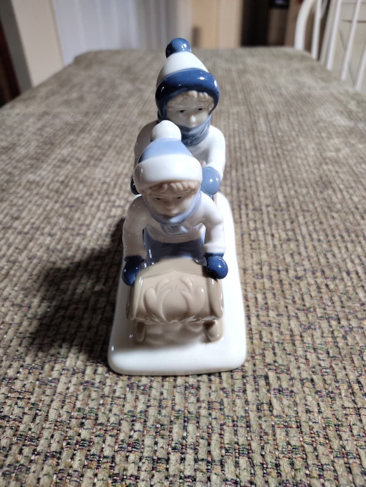 Vintage Paul Sebastian CUERNAVACA Porcelain Kids on a Sled 6.5" - Thumbnail 2