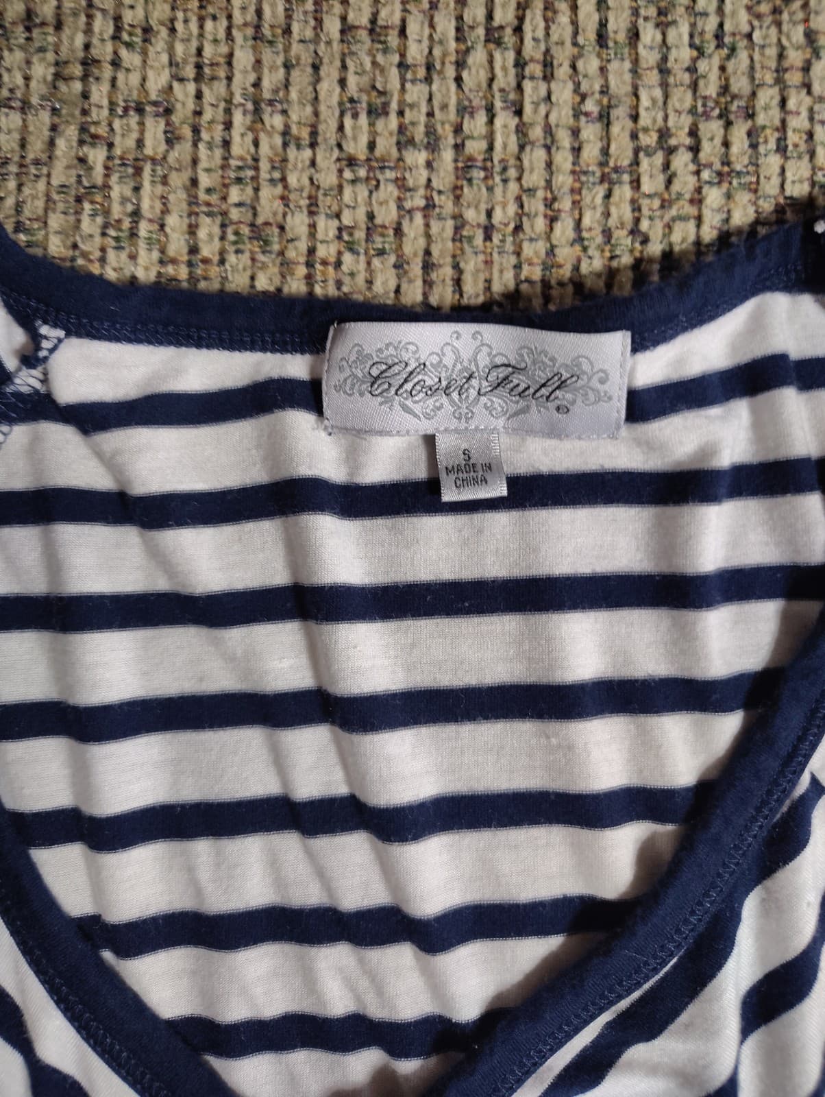 Closet Full Womens 3/4 Sleeve Blue/white Striped V Neck Tunic Size S - Thumbnail 4