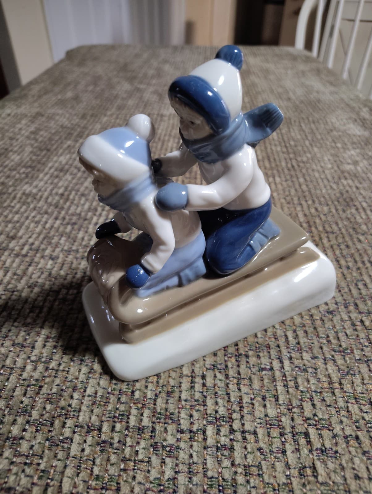 Vintage Paul Sebastian CUERNAVACA Porcelain Kids on a Sled 6.5"