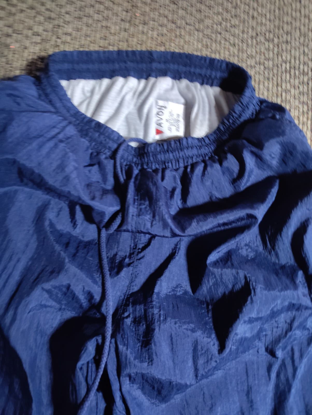 Vintage Avon Style Blue Nylon Pants sz M Elastic Waist/Drawstring Lined - Thumbnail 4