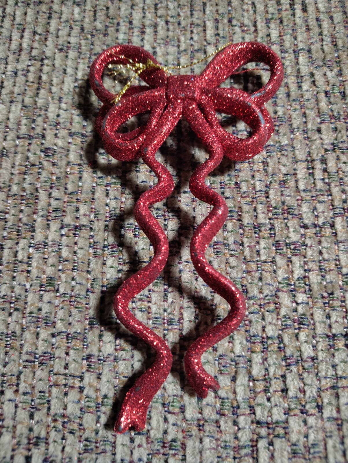 Pink Glitter Bow Christmas Ornament - Thumbnail 2